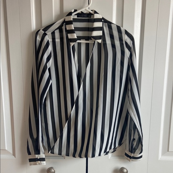 The Limited Black and White Striped Blouse - Picture 1 of 4